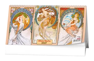 Stolný 14-dňový kalendár - Alfons Mucha 2027